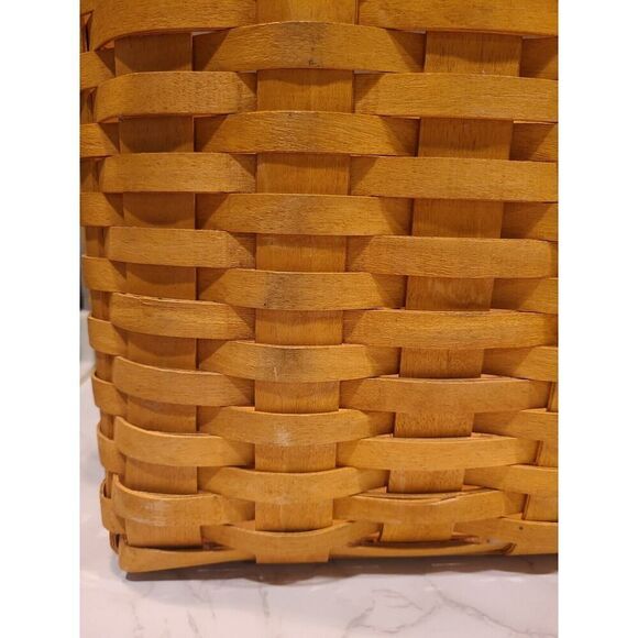 LONGABERGER 2002 Newspaper Basket, Plastic Liner Protector, Leather Handles EUC - Picture 14 of 15